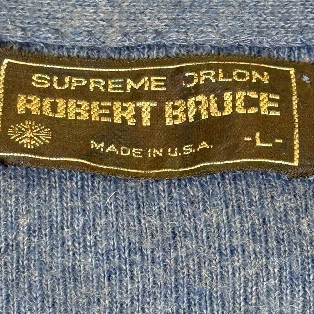 Vintage 60s Robert Bruce Supreme Orlon Cardigan Sweater Mens L‎ Blue USA Made